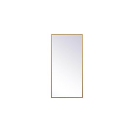 ELEGANT DECOR Metal Frame Rectangle Mirror 14X28 Inch In Brass MR41428BR